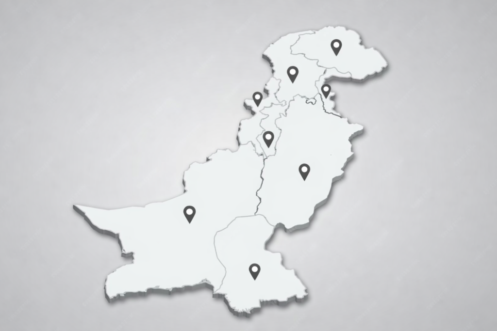EV charging stations in Pakistan map showing locations across major cities